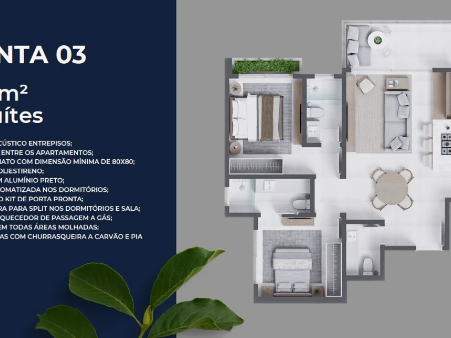 Apartamento em Pedra Branca, Palhoça. 2 quartos, 81m². Imagem 7 de 8