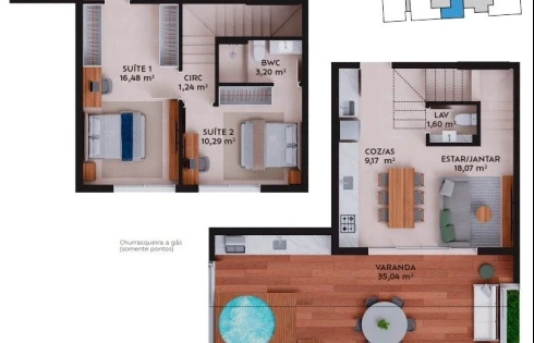 Apartamento Jardim 2 Suítes - Pedra Branca - Apartamento em Pedra Branca, Palhoça - Foto 2