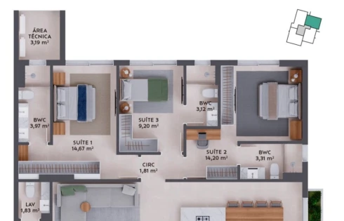 Apartamento em Pedra Branca, Palhoça