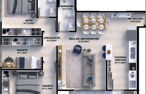 Apartamento em Pedra Branca, Palhoça