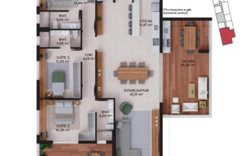 Apartamento em Pedra Branca, Palhoça