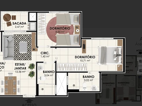 Apartamento em Pedra Branca, Palhoça