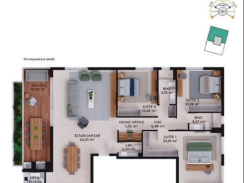 Apartamento em Pedra Branca, Palhoça