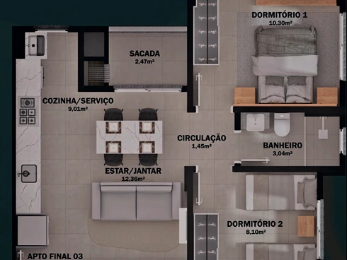 Apartamento em Pedra Branca, Palhoça