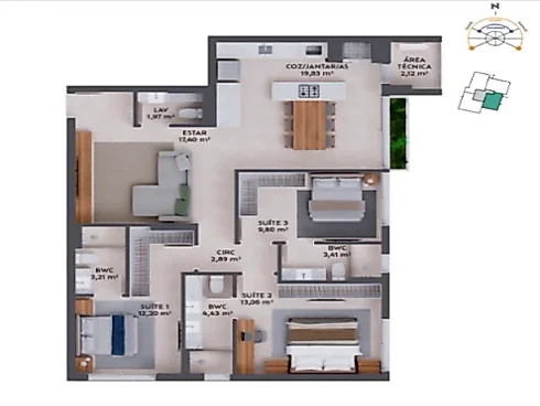 Apartamento em Pedra Branca, Palhoça