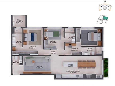 Apartamento em Pedra Branca, Palhoça