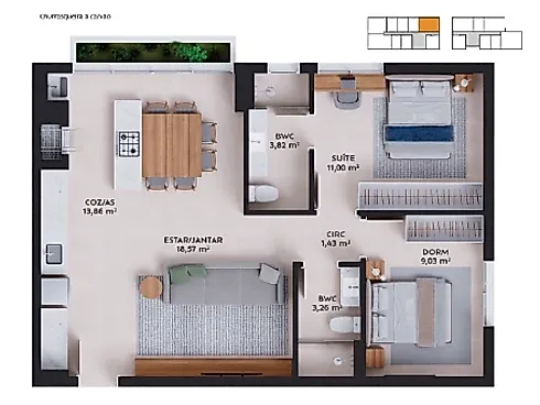 Apartamento em Pedra Branca, Palhoça