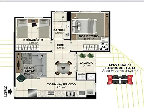 Apartamento em Pedra Branca, Palhoça