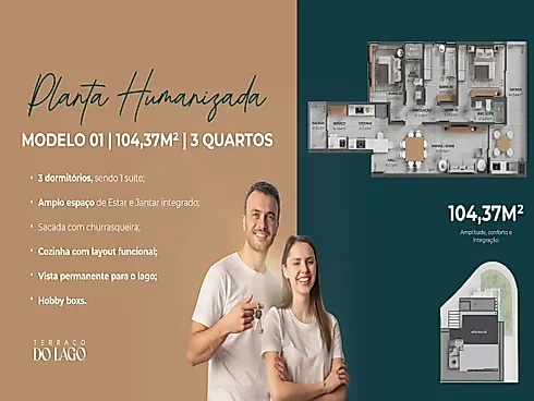 Apartamento 3 Quartos no Terraço do Lago - Pedra Branca - Foto 5