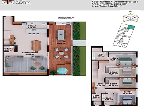 Apartamento Jardim 3 Suítes Pátio das Artes - Pedra Branca - Foto 2