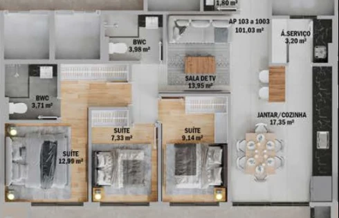 Apartamento em Pedra Branca, Palhoça