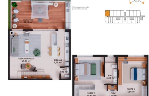 Apartamento em Pedra Branca, Palhoça