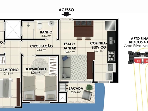 Apartamento em Pedra Branca, Palhoça